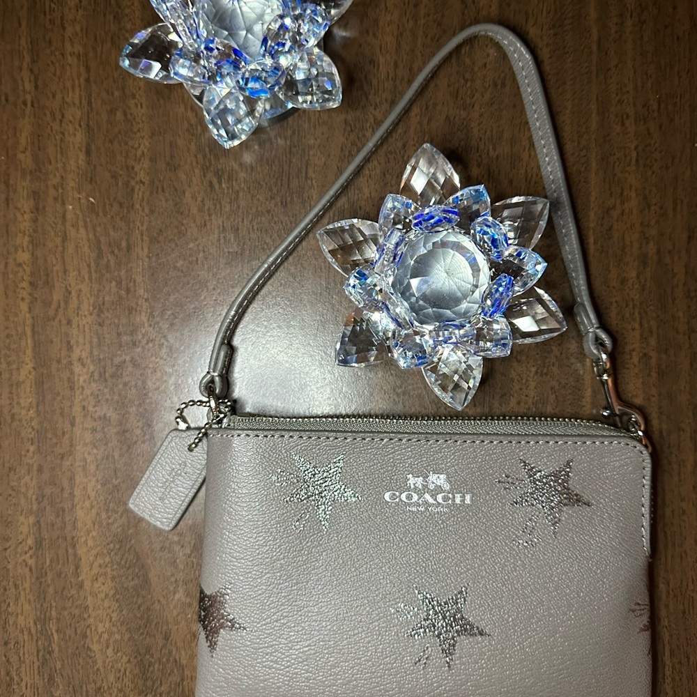 Coach Gray Star-Embellished Women's wristlet